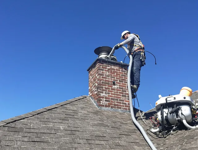 Dedicated St. Petersburg Chimney Sweep team member cleaning a chimney in St. Petersburg, FL