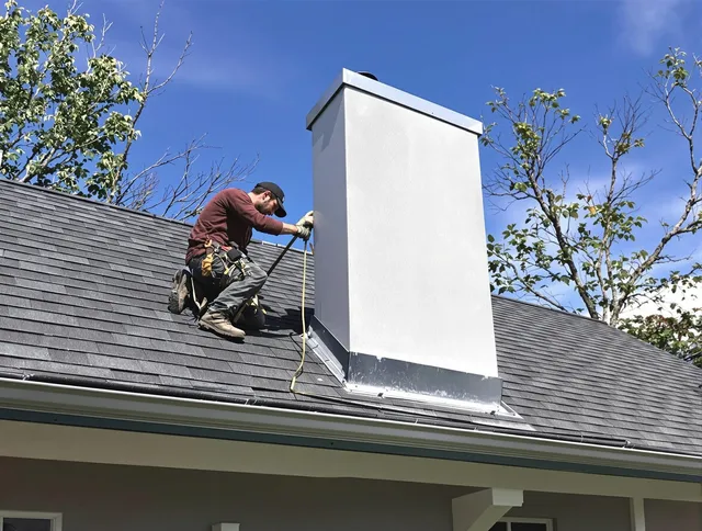 St. Petersburg Chimney Sweep team member finishing chimney construction in St. Petersburg, FL