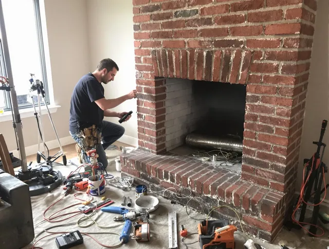 St. Petersburg Chimney Sweep specialist finalizing chimney liner service in St. Petersburg, FL