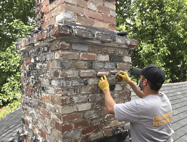 In-progress chimney restoration by St. Petersburg Chimney Sweep in St. Petersburg, FL
