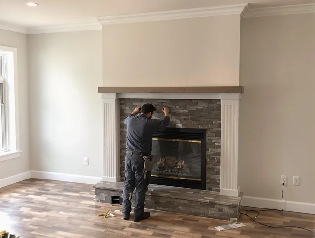 St. Petersburg Chimney Sweep finishing a custom fireplace install in St. Petersburg, FL